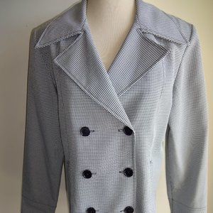 Womens Vintage Wrapper Houndstooth Double Breasted Jacket M Black White USA